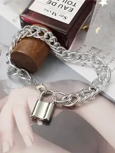 Punk Big Lock Chain Anklets for Women, Silver Color Thick Chain Ankle Bracelet, Leg Foot Chain Anklets, Summer Jewelry