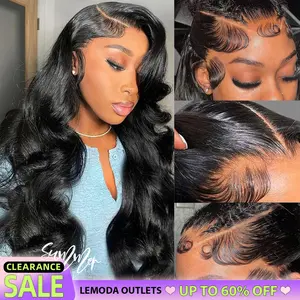 【Clearance sale】Lemoda Outlets Flash Deals 13x6 Lace Front Wigs Human Hair Body Wave Lace Front Wigs Human Hair 220% Density HD Transparent Lace Wigs Pre Plucked With Baby Hair Natural Black Lace Frontal Wigs Human Hair