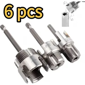 6-Piece Dual-Function Pipe Threading Kit |   Fits 1/2", 3/4", & 1" PVC/Plastic Pipes - Integrated Internal & External Threading Tool - Drill-Compatible Threading Set - The Ideal Christmas Gift for Fathers and Sons