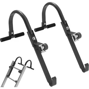Roof Ladder Hook with Wheel Heavy Duty Ladder Stabilizer for Roof Ridge Extension Ladder, Rubber Grip T-Bar for  Prevention Lock Jaw Ladder Grip, & Easy to Access Steep Roofs()