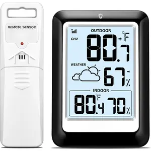 Indoor Outdoor   Weather Station, Internal External  Hygrometer, Home Batteryoperated Temperature Humiditymonitors330  (About 100 Meters) Backlight Display