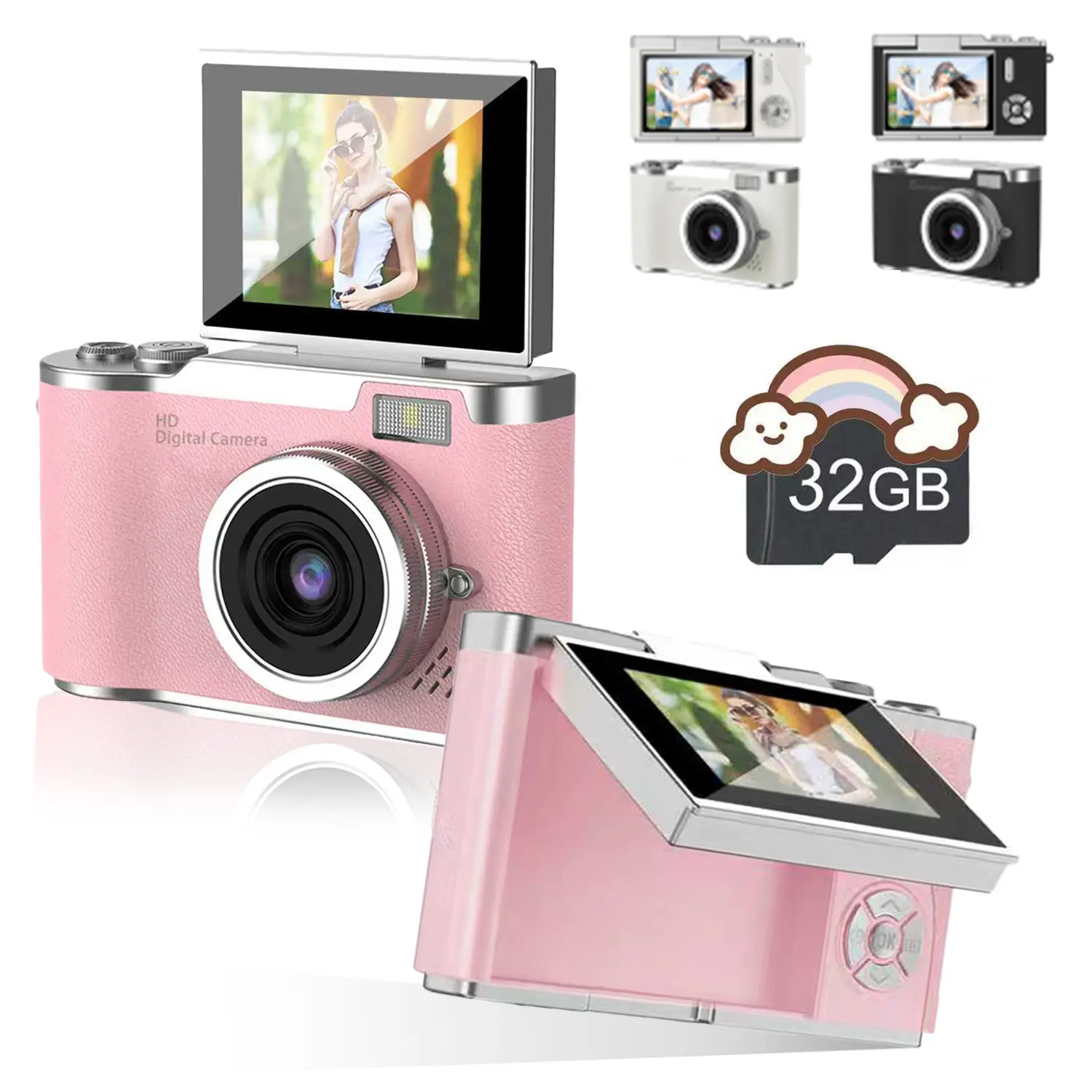 Foldable Screen Student Camera, 1 Count Retro CCD Camera, Entry-level Digital Camera, 1080P HD Point And Shoot Camera, Built in Games & Filter Functions Camera, Mini Compact Teenagers Camera