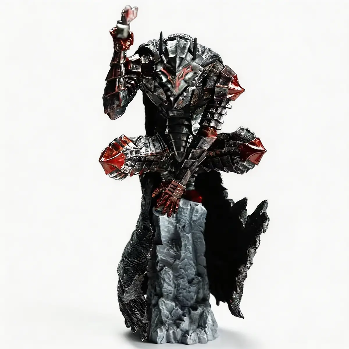 Berserk Guts Berserker Armor Anime Action Figure - 25cm Battle-Damaged PVC Adult Collectible Statue, Giant Sword, Rock Base, Dark Fantasy Manga Sculpture, Detailed Texture, Gaming Room Decoration, Shelf Display Gift for Fans, Holiday