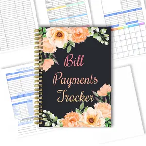 Bill Payment Tracker | Durable Spiral-Bound Planner with Floral Cover, 5.5*8.3 Inches, Monthly Bill Organizer and Journal