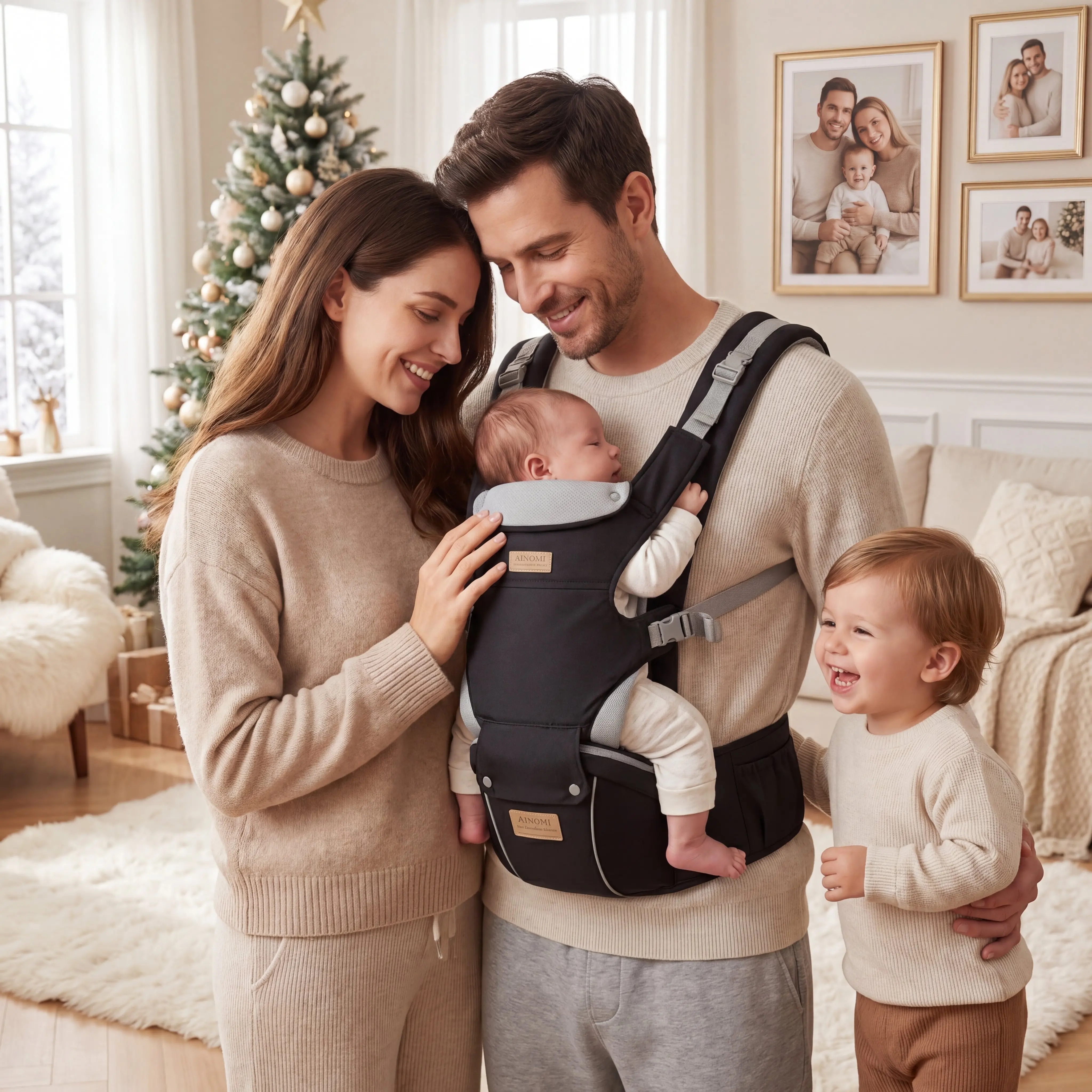 Portabeb Fit Unisex Polyester Ergonomic Infant Carrier - Heavy-Duty, Multi-Functional Newborn Essential, Hands-Free Parenting Gear, Portable Backpack-Style Baby Travel Gear, Strap Adjustment, Waist Stool Compatibility, Slings, Logos Customizable, Backpack