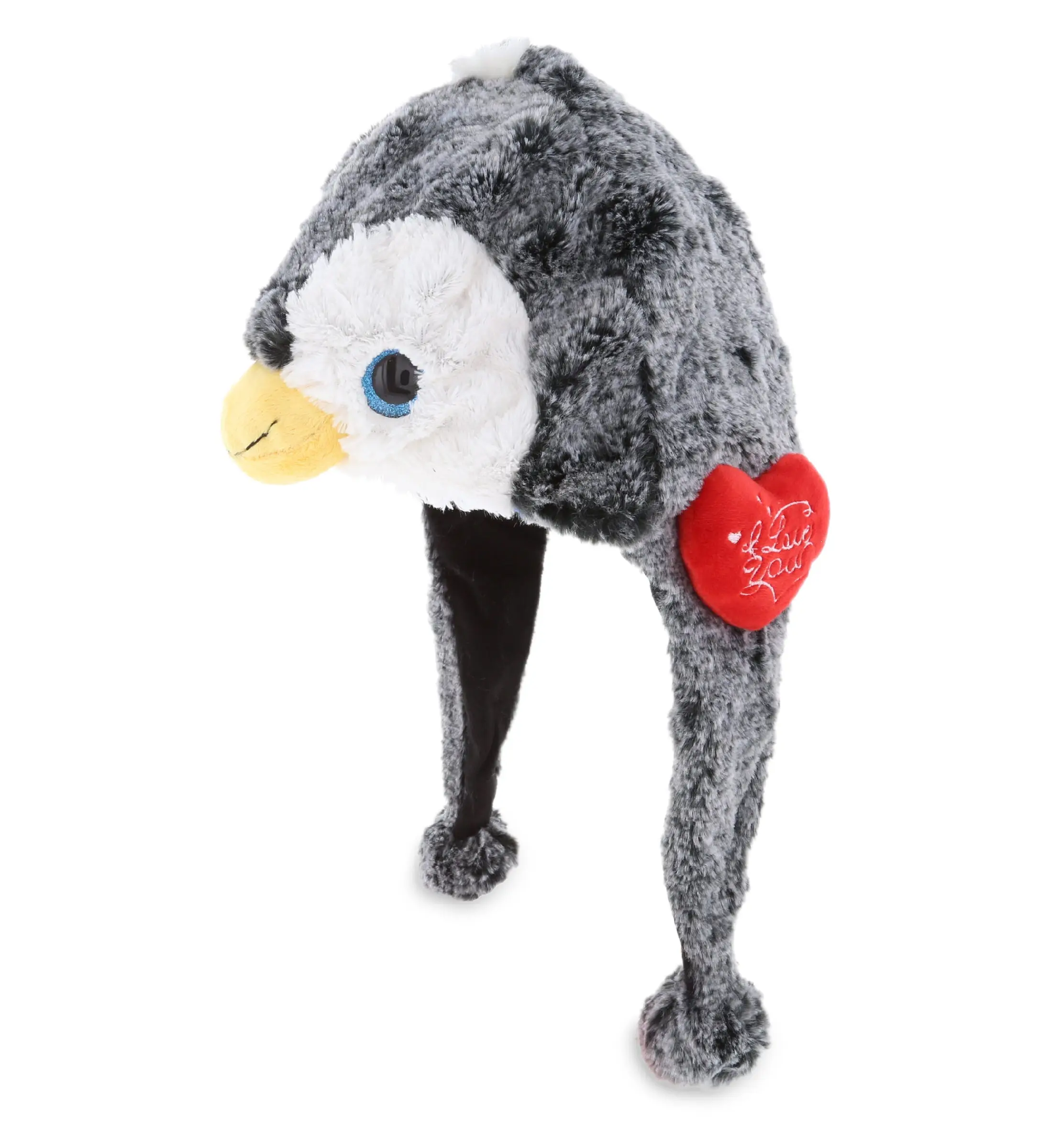 Unisex Penguin Plush Hat - Super Soft, I Love You Red Heart Fashion Accessory, Unisex Names