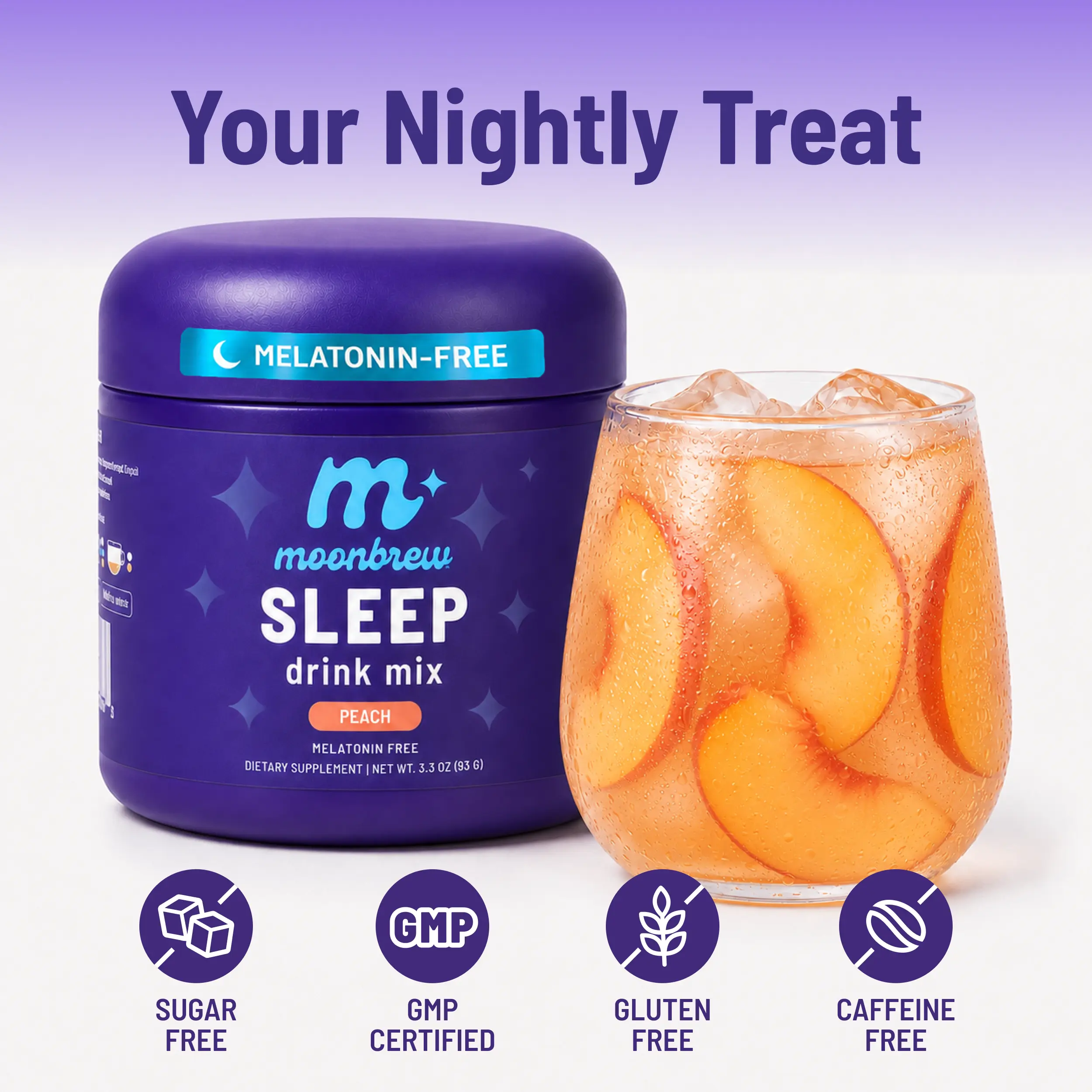 MoonBrew Peach – Melatonin-Free Magnesium Sleep Drink – Sugar-Free #