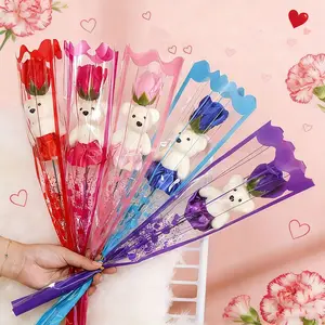 10-Pack Cute Teddy Bear Rose Bouquet, Individual Packaging Artificial Roses, Perfect for Parties, Anniversaries, Valentine's Day, Weddings, Birthdays, Graduations, Home Decor