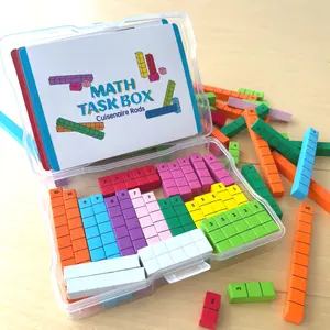Math Task Box Cuisenaire Rods with Cards Kindergarten Elementary Numbers Learning Math Manipulatives Math Learning Tools Math Counting Blocks Set for Kids Learning Materials