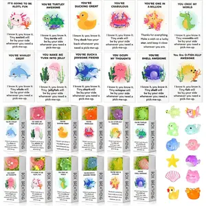 Cinnvoice 60 Sets Emotional Support Gifts Employee Appreciation Gifts Mini Resin Animals Breathing Box Party Favor Bulk Affirmation Positive Thank You Present for Office Coworker Staff(Sea Animals)
