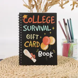 1 PC College Survival Gift Card Book, College Essentials, Spiral Bound Card Holder for Graduation Gifts, Diploma & Balloon Design, Perfect for Graduates