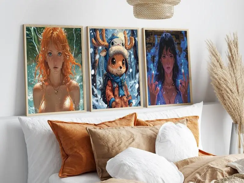 One Piece Poster Set of 3, One Piece Wall Art, Monkey D. Luffy, Nami, Sanji, Luffy Poster, Manga Wall Art, Anime Poster 1