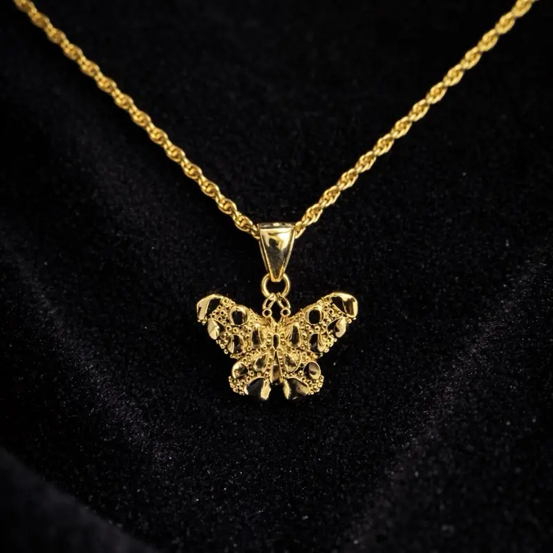 Gold Plated Butterfly Nugget Necklace