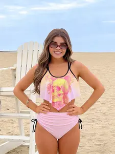 Rosegalette Colorful skull bathing suits for women Tankini set Swimsuit Shorts for Women crisscross high waisted swimsuits two piece bikini swimsuit Bathing Suits Swimwear Suit School Swimsuit
