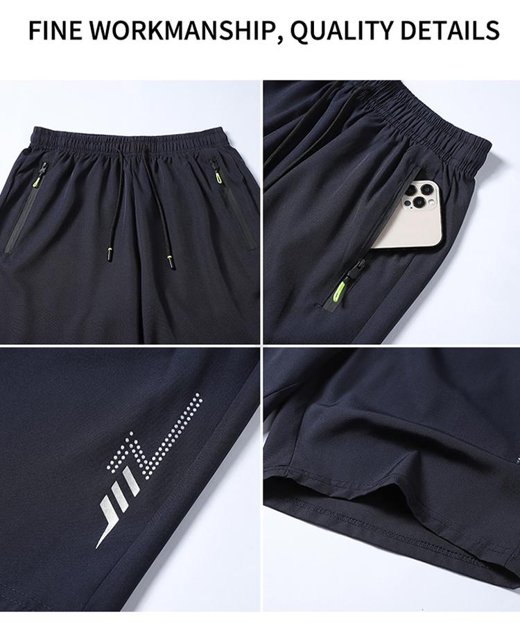 3-pack men’s athletic shorts, summer loose casual knee-length shorts, lightweight and breathable, ice silk quick-dry fabric, with zippered pockets, perfect for everyday workouts, the beach, and outdoor activities Stretch Knit Capri Pants men's