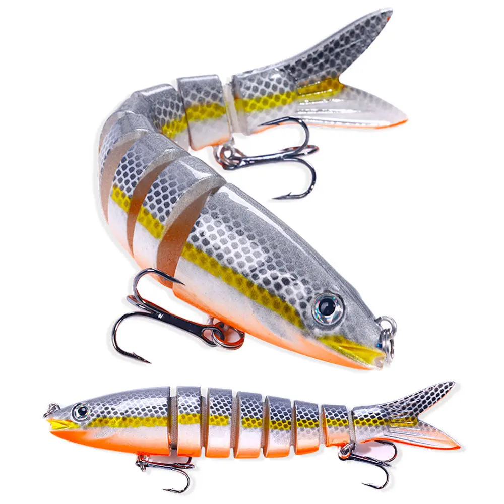 FINXTIDE Fishing Lures, 3-Pack 135mm 8-Segmented Hard Swimbaits, Slow Sinking ABS Plastic Crankbaits with 3D Realistic Eyes, Fishing Tackle for Freshwater and Saltwater