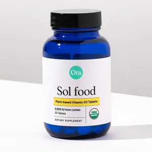 Organic Vitamin D3 Healthcare Supplement - 2,000 IUs from Lichen for a Healthy Immune System and Strong Bones - Vegan, Organic, 30 Tablets | Sol Food by Ora Organic