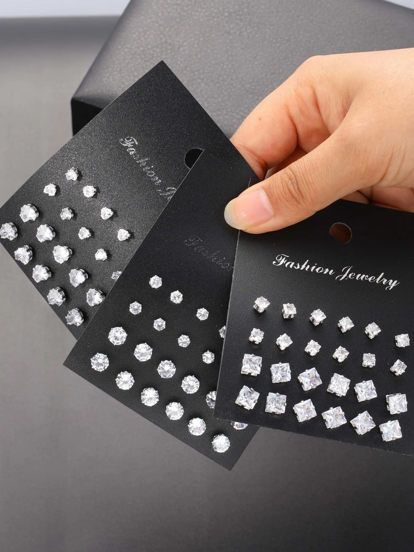 Fashion Rhinestone Decorated Stud Earrings (36 Pairs), Zircon Stud Earrings, Casual Simple Geometric Heart Shaped Stud Earrings, Trendy All-match & Exquisite JewelryGift, Earrings Set, Stud Earring Sets