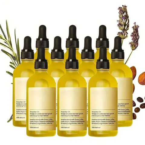 Unisex Adults' 10-Pack Plant-Based Veganic Rosemary Hair Growth Oil (60ml Each) - Olive & Castor Oil Infused, Alcohol-Free, Ammonia-Free, Anti-Hair Loss Strengthening Root Enhancer for Dry Damaged Thin Wavy Locks (Ideal for 1-2x Daily Use)