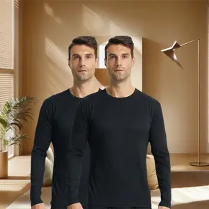 2 Pack Thermal Soft Shirts for Men Crewneck Long Sleeve Thermal Undershirt Men Base Layer Basic Fabric Fleece Thermals Lightweight Casual Menswear  thermal sets for men Black Birthday