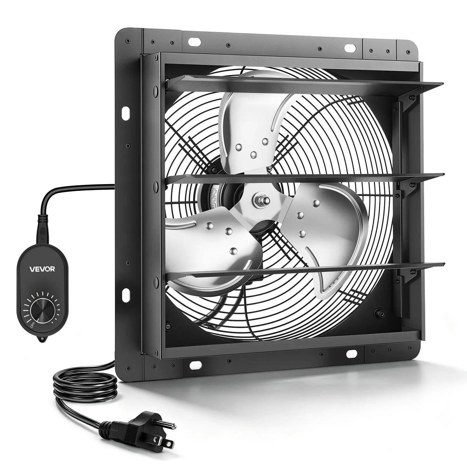 VEVOR Corded 10 in Wall-Mount Shutter Exhaust Fan with Automatic Louvers, Variable Speed, Sturdy Steel Housing, Low Noise AC Motor, 874 CFM Ventilation & Cooling for Attic, Garage