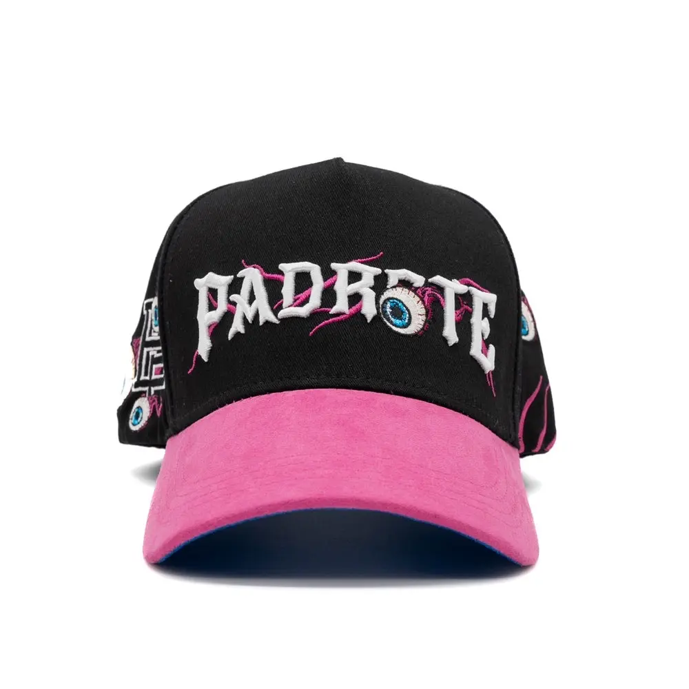 Black crazy eye hat- black/pink