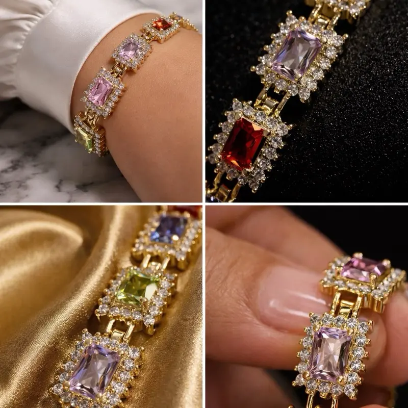 Women Multicolor Laminated Adjustable Gold Bracelets