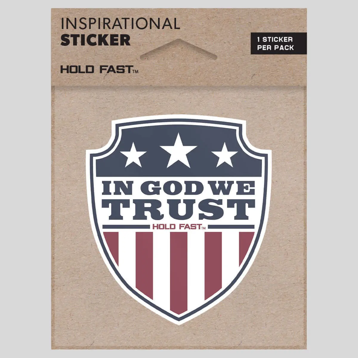 HOLD FAST® Faith Vinyl Shield Shape Sticker - 1-Piece 3"x3" Water Resistant Self-Adhesive Decal, In God We Trust Car Accessory for DIY Scrapbooking & Stamping