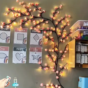 USB Artificial Cherry Blossom Branch Lights - Remote Control with 8 Lighting Modes, Ideal for DIY Vine Decorations, Living Rooms, Bedrooms, Valentine's Day, Wedding Parties, Romantic Ambiance, Elegant Lighting, Decorative Light Branches, DIY Enthusiasts