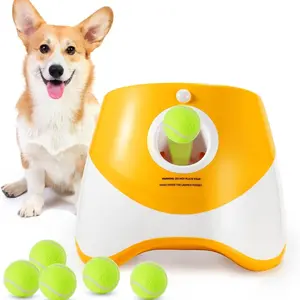 Automatic Dog Ball Launcher with 3 Mini Tennis Balls (2 Inch), 3 Adjustable Distances, Small & Medium Dogs Interactive Toy for Indoor Outdoor Play Durable Chew