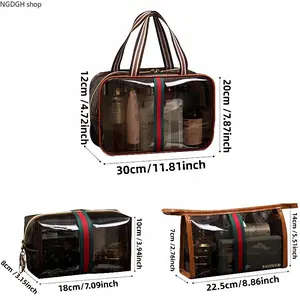 3PCS New Retro Vintage Vanity Bag, Large Capacity Makeup Organizer for Women, Ladies Travle Storage Case, Gym & Organizing Toiletries, Makeup & Essentials in Style