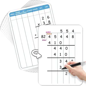 24 Pack Long Division Whiteboard for Kids Teaching Multiplication Double-Sided Cardboard Board Division Chart Portable Math Manipulatives Whiteboard Educational Tools for Students Classroom 12" x 9"