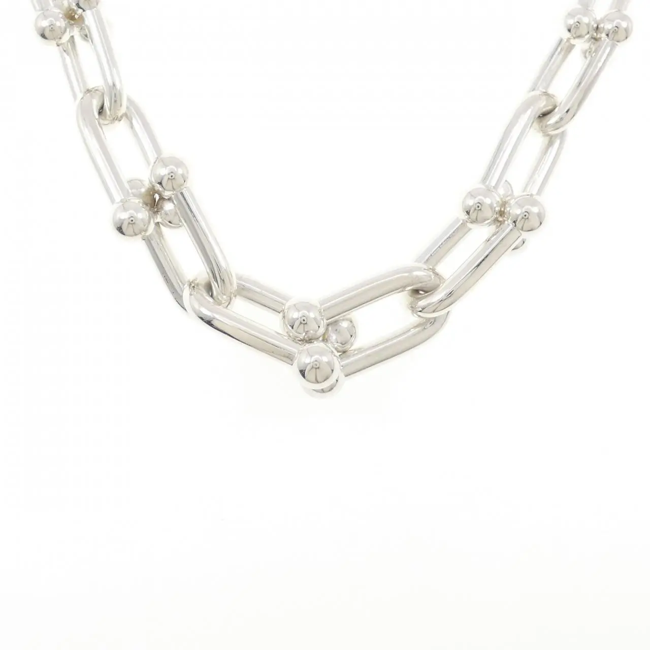 Pre-owned Tiffany & Co. Sterling Silver 925 (Ag925) Small Leather Goods Tiffany HardWear Graduated Link 925 Silver Necklace