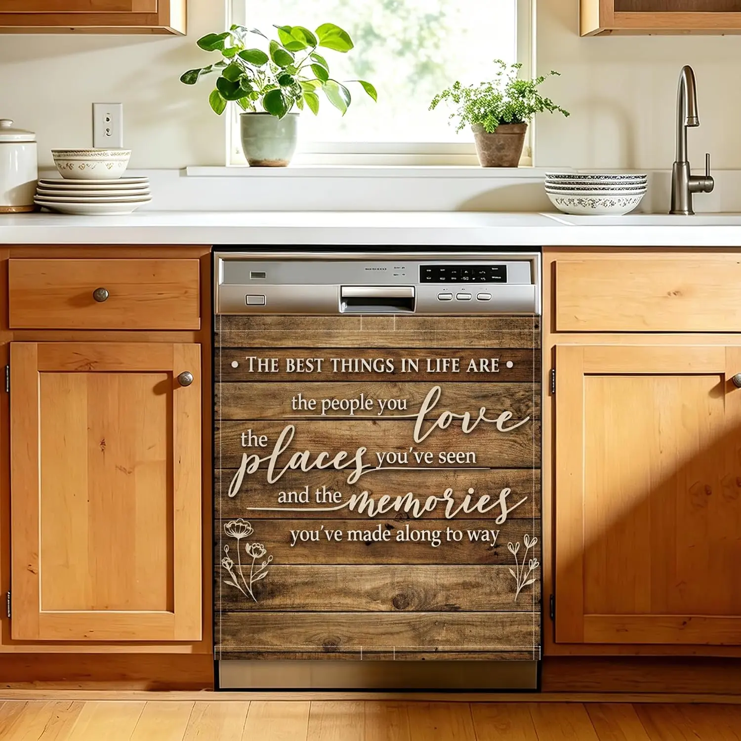 Decorative Rectangle Magnetic Dishwasher Appliance Cover Sticker, 23x26 in Coated Polyester Panel, Removable Waterproof Reusable Kitchen Decor for Dishwasher-Refrigerator Doors, Thanksgiving-Mother's Day Gift Ideas