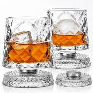 Elegant Wine Glass Set, Home Use Rotating Crystal Glass, Creative Wine Accessories, Durable Base, Suitable for Various Wines, Enhance Drinking Experience, Drinkware