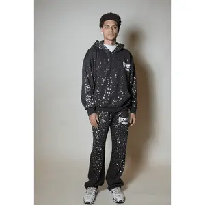 Twinkle Iron/Clear Rhinestone Hoodie Relaxed Track Set