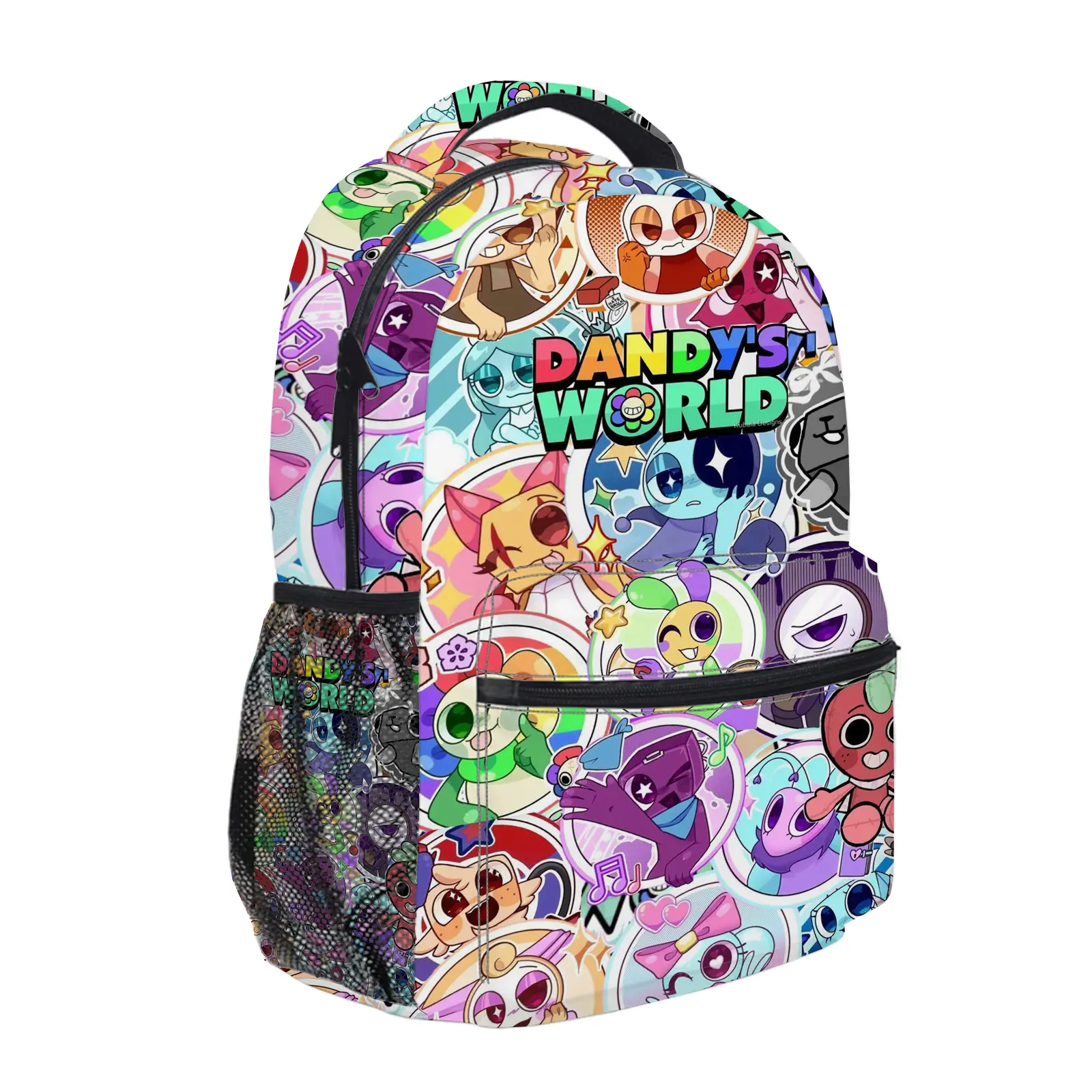 Dandys World Backpack for Girls, Y2K Fashion School Bag with Mesh Side Pockets, Aesthetic Cartoon Bookbag for Teens, Kids Lightweight Travel Daypack for Back to School b-76