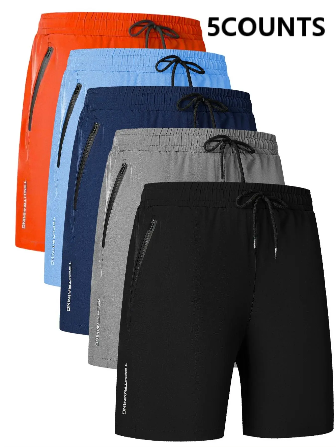Men's Solid Color Zipper Pocket Shorts, Quick Drying Breathable Comfortable Workout Shorts, Casual Men's Bottoms for Summer, Summer Outdoor Bottoms, Breathable Fitness Solid Colour Shorts