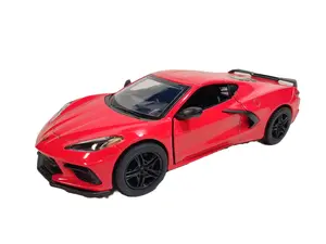 KINSMART 1:36 Scale 2021 Corvette Model Car with Realistic Detailing, Pull-Back Action, and Openable Doors - Red