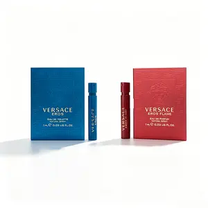 Versace Eros Men‘s Fragrance Sample 2-Piece Set 0.03 oz / 1 ml Red & Blue Edition — Ideal for Dates and Daily Wear Long-lasting Scent, Portable Size