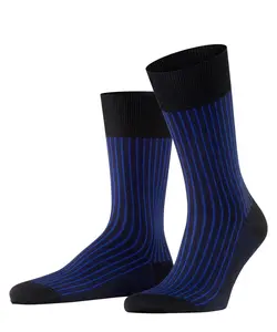 Oxford Striped Men's Dress Sock - Black & Blue | Falke