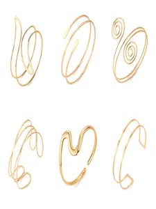 Fashion Simple Unisex Arm Rings Set, Casual Personality Bangles, Stackable Bracelet, Stainless Steel Material, All Seasons Wear, Plain Pattern Design