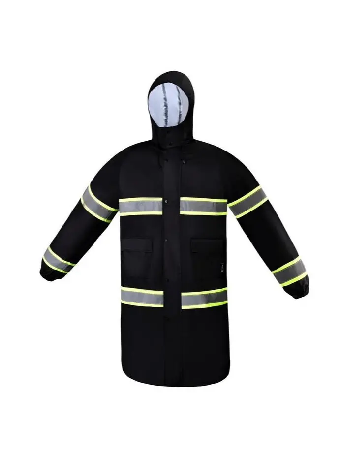 Safety Rain-Coat, Rain-Wear Rain Trench Coat Black