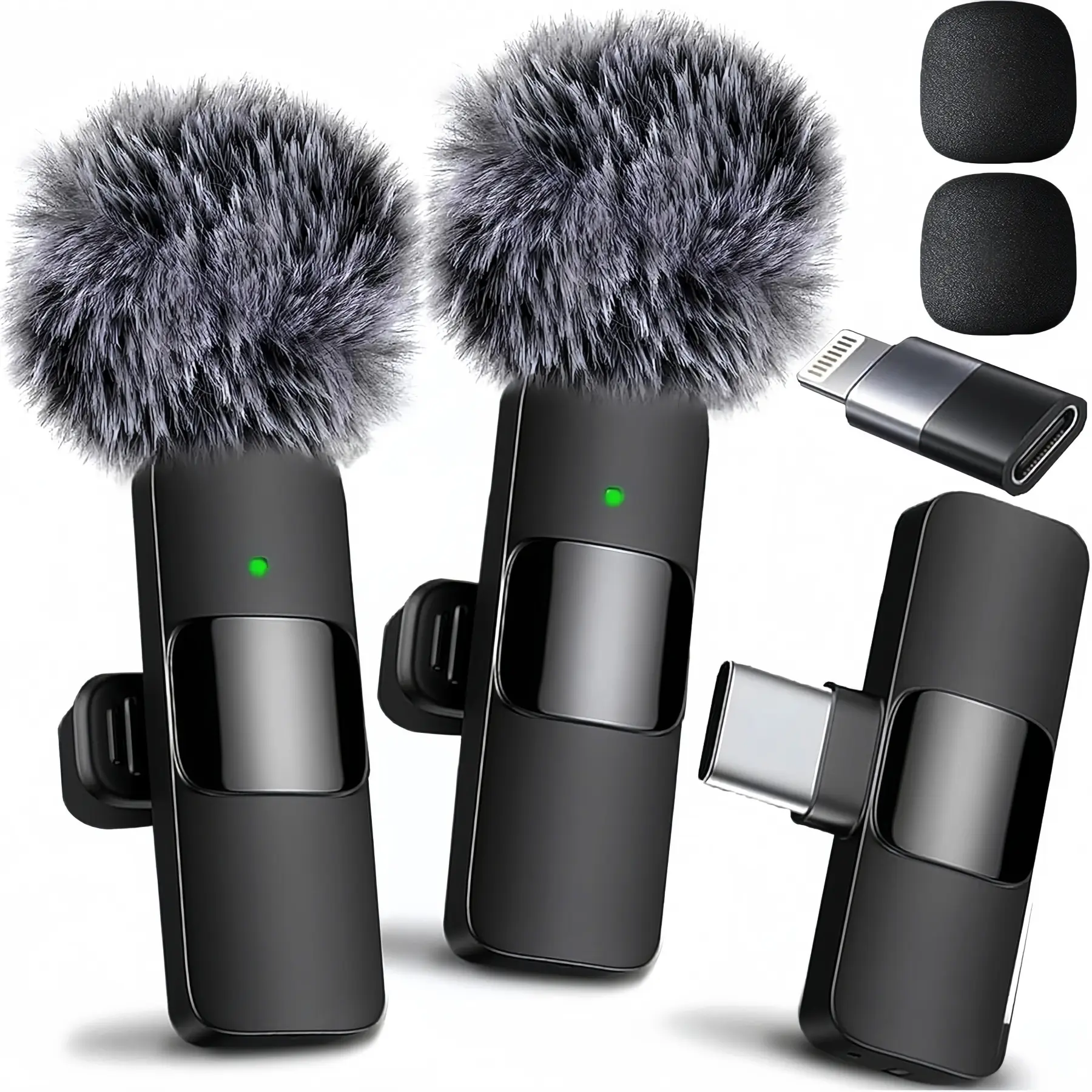 Portable Dual-Core Mini Lavalier Microphone Set with Receiver - Pro-Grade Wireless Omnidirectional Noise-Canceling Audio Mic, 6-Hour Battery, Auto-Sync, USB-C Charging for Phone/Pad & Electronic Recording Devices