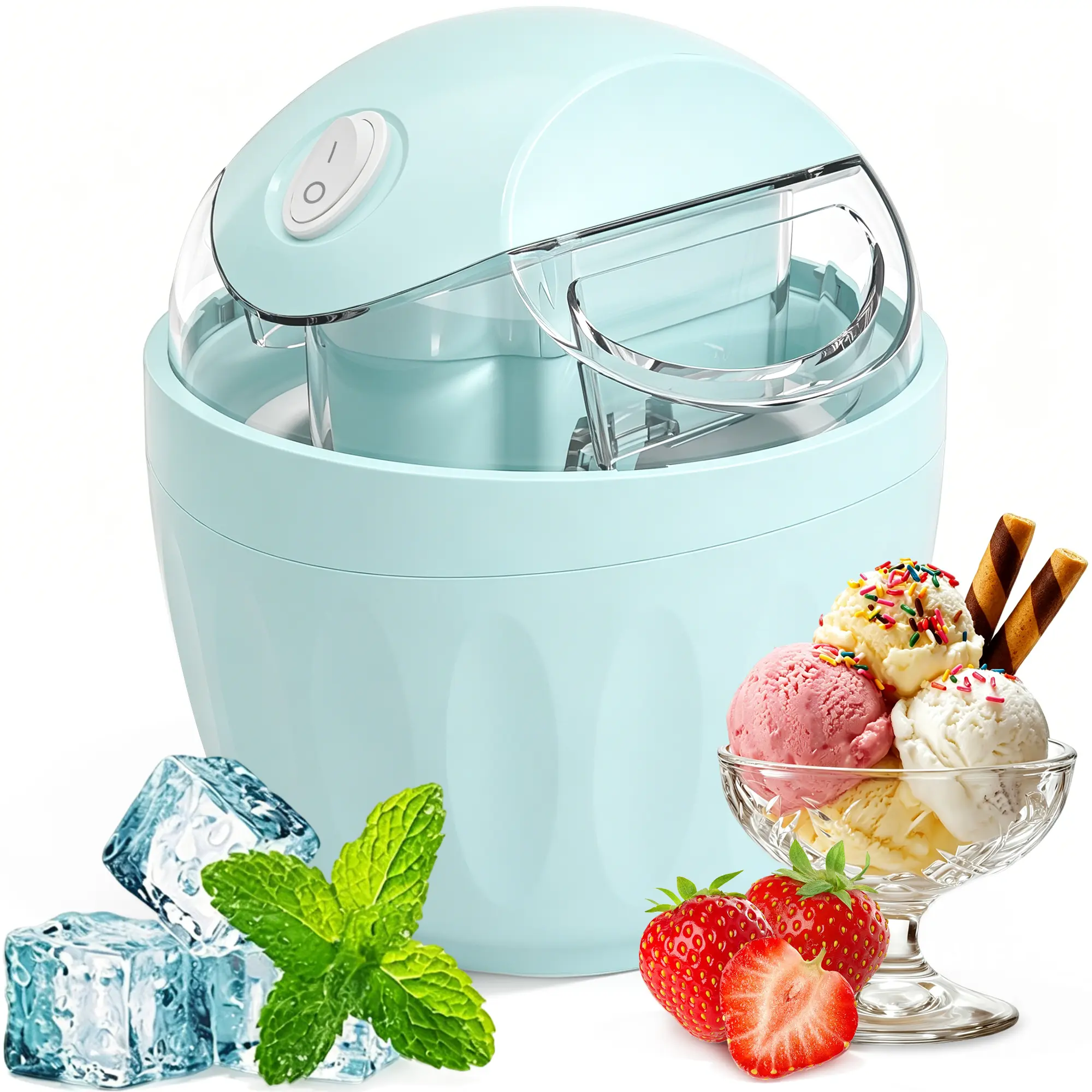 Electric Ice Cream Machine (icecreammachine) - 1-Touch Small Kitchen Appliance with Freezer Bowl, Locking Lid, Single Serve Capacity, Easy Cleanup for Homemade Frozen Yogurt, Sorbet, Gelato, Dorm/Home Essentials
