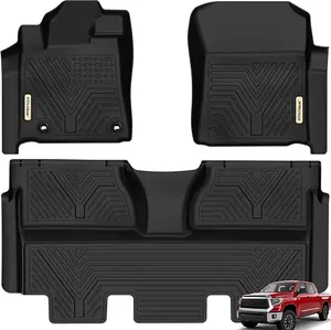 TPE Floor Mats fits 2014-2021 Toyota Tundra Crew Max Cab, All Weather, Waterproof
