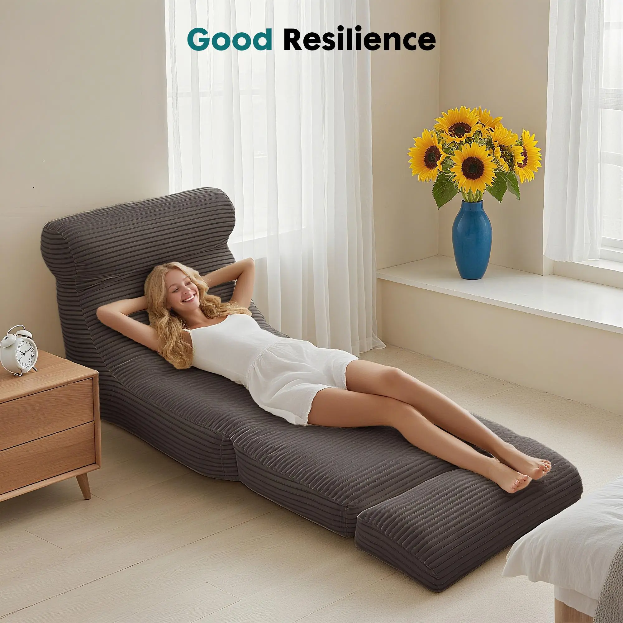 Modern Convertible Folding Sofa Bed–Comfy Sleeper Chair with Back Support,Foldable Floor Couch for Versatile Living Room & Guest Space,Measuring approximately 35" x 84",Superior Comfort with Shredded Foam Filling,Easy Setup with Quick Recovery