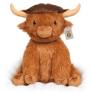 Highland Cow Weighted Stuffed Animals 5 Ibs, 16In Weighted Giant Highland Cow Plush Toy Gifts for Kids Boys Girls Cute Cow Animal Plushie Pillow for Adults