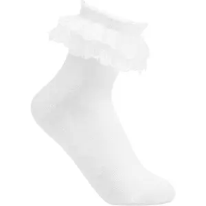 Big Ruffle Socks Woman Double Lace Turn Cuff Socks for Womens Ankle Socks Frilly Dress Socks