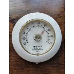 Vintage Newton Mfg Round Thermometer #042A Specialty Advertising - Made In USA